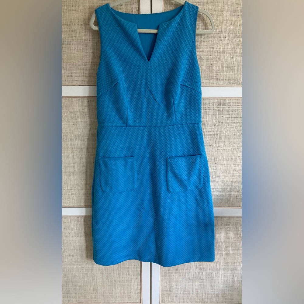 Boden Women's Blue Diamond Jacquard Retro Shift Dress 10T 10 Long 10L